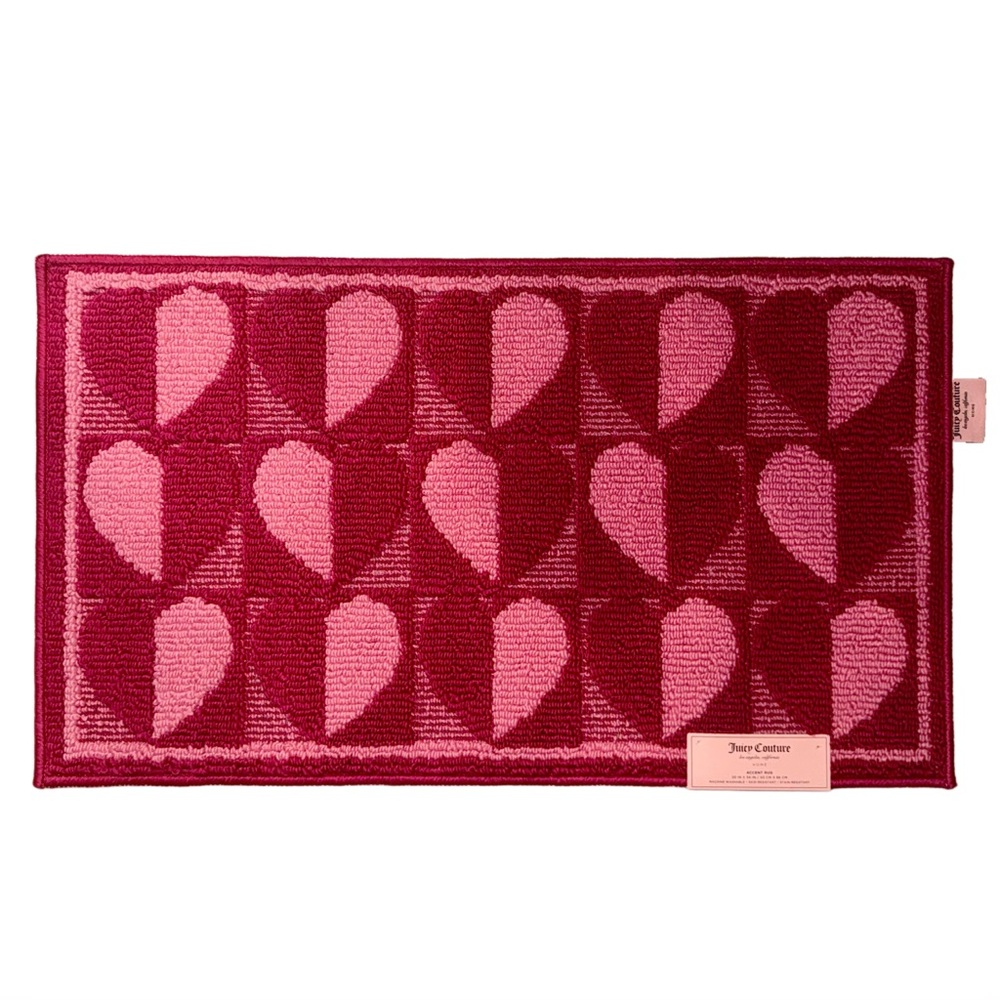 **SOLD** Juicy Couture Home Valentine’s Day Decor Hot Pink Hearts Accent Rug - Picture 1 of 7
